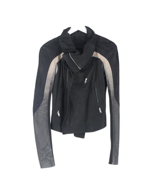 Rick Owens Eliel Paneled Cropped Biker Jacket in Black Leather