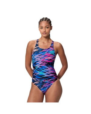 Speedo hyperboom print medalist 1p wedstrijd badpak dames -
