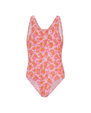 Regatta Girls Katrisse Leopard One Piece Swimsuit (Orange Peel)