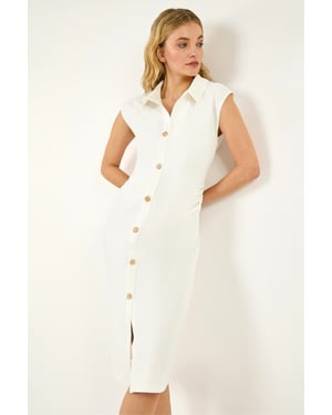Collared Ribbed Midi Dress