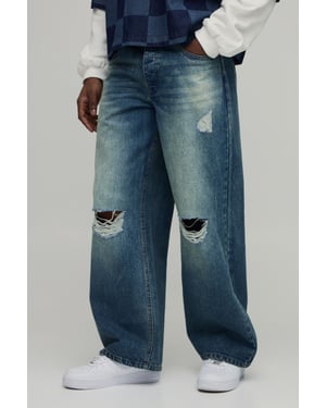 Stonewash Ripped Knee Baggy Fit Jeans