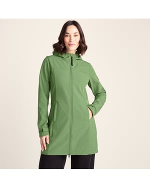 Keld Womens Long Shower Resistant Hooded Softshell Jacket - Dark Matcha