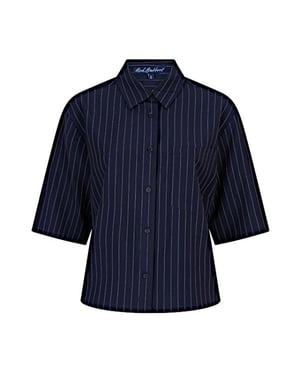 Red Button Blouse srb4777 nora pinstripe darkblue