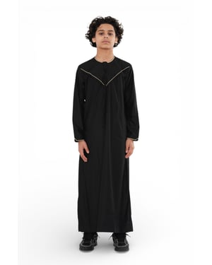 Kids Boys Ramadan Black Moroccan Jubba Robe Djellaba Eid Thobe - K-TT-006