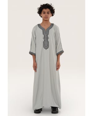 Barn Pojkar Grå Marockansk Thobe Robe Eid Djellaba Gandoura Jubba- K-HM65