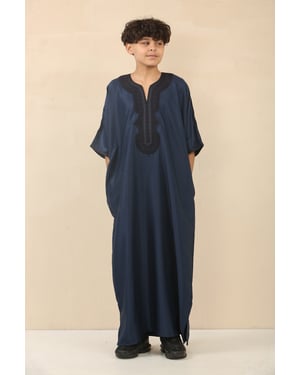 Kid's Boys Blue Moroccan Thobe Djellaba Jubba Robe Eid