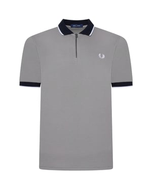 Fred Perry Zip Neck Polo Shirt Limestone Grey