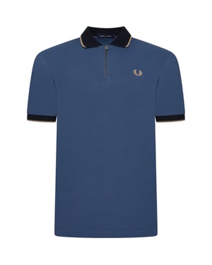 Fred Perry Zip Neck Polo Shirt Midnight Blue