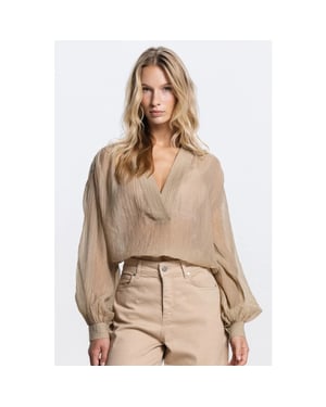 Jansen Amsterdam Nadine 755 lp baloon blouse sand
