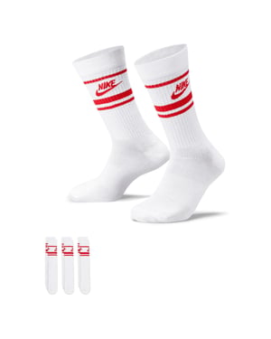 Nike Unisex Adult Sportswear Essential Everyday Crew Socks (Pack of 3) (White/Royal Blue)