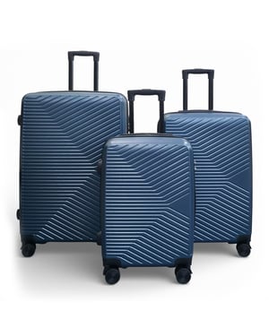 Blue Hardshell Suitcase Robust 8 Wheel Cabin Luggage Case