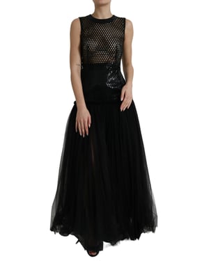 Pailletten Mesh Tüll Maxi Jurk