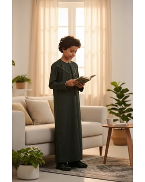 Kinderen jongens groene Ramadan Marokkaanse Jubba gewaad Djellaba Kaftan Eid Thobe LFS-K-TT-006