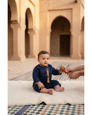 Kids Boys Navy Baby Ramadan Moroccan Thobe Robe Emirati Eid Jubba LFS-B-TT003