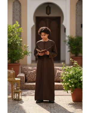 Kids Boys Brown Eid Moroccan Thobe Robe Djellaba Ramadan Eid Jubba-LFS K-HM10