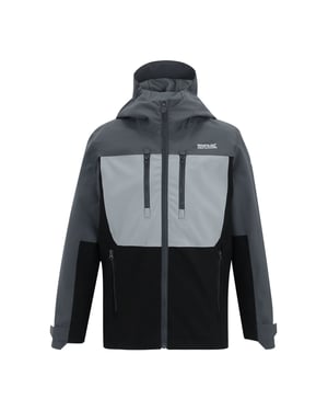Regatta Childrens/Kids Highton Monochrome Waterproof Jacket (Seal Grey/Cloudy Grey/Black)