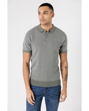 Green Cotton Short Sleeve Button-Up Polo Shirt