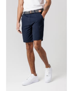 Navy Cotton Twill Peached Shorts