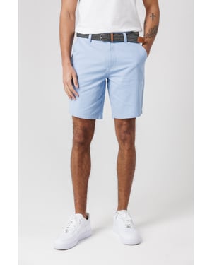 Light Blue Cotton Twill Peached Shorts
