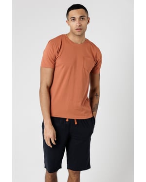 Copper Cotton Crew Neck T-Shirt And Shorts Pyjama Set