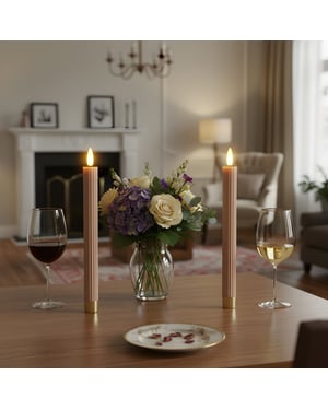 MAZAZU Omniexa led dinerkaarsen – set van 2 – taupe ribbed design – met
