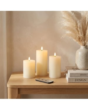 MAZAZU Omniexa led kaarsenset – 3 stuks – crème waslook – melted top design – met