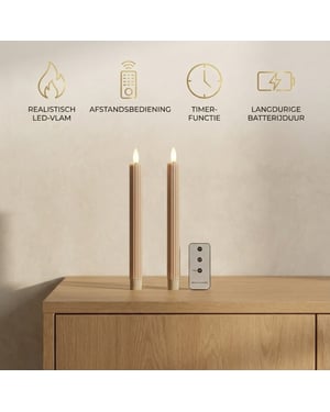 MAZAZU Omniexa led kaarsenset – 3 stuks – crème waslook – wave top design – met