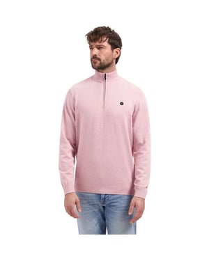 No Excess Pullover stand up collar half zip m light mauve