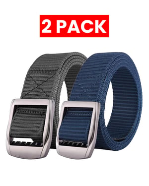 Enzo | 2-Pack Heren Canvas Riemen - Grijs & Marineblauw