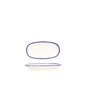 Rinart Serveerschaal blue edge porselein 16x9 cm set van 2
