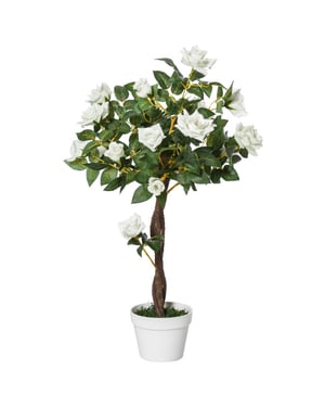4goodz Kunstplant roos op stam in cementpot rozenstruik 90cm -