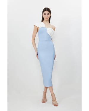 Figure Form Bandage Asymmetric Strap Knit Midi Dress
