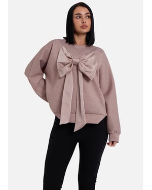 Mocha Bow Front Oversized Jumper Top