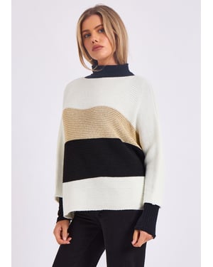 Stripe Knit slash Neck Oversized Jumper