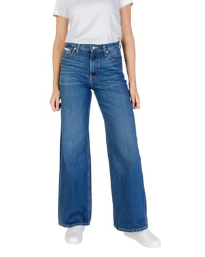 Brede Lederen Denim Broek