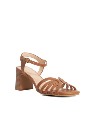 Dune Ladies Jaelle - Gold Block Heel Sandals