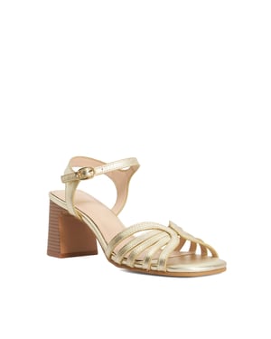Dune Ladies Jaelle - Gold Block Heel Sandals