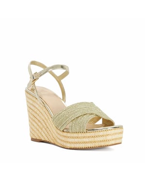 Dune Ladies Kava - Raffia Wedge Sandals
