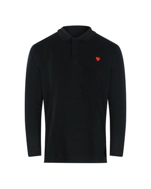 Love Moschino Small Heart Logo Long Sleeve Black Polo Shirt