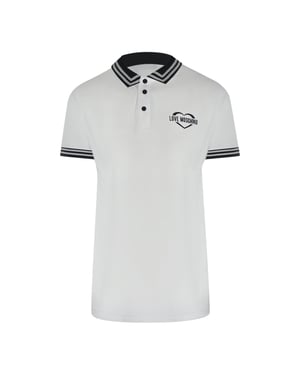 Love Moschino Twin Tipped Collar Love Logo White Polo Shirt