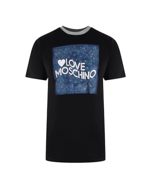 Love Moschino Paisley Print Logo Zwart T-shirt