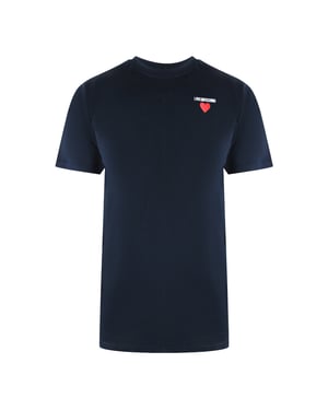 Love Moschino Marinblå T-shirt Med Litet Hjärtmönster