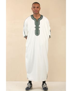 Witte Marokkaanse Thobe Djellaba Jubba Robe Eid voor heren