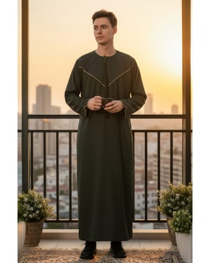 Mens Green Ramadan Moroccan Jubba Robe Djellaba Eid Kaftan Thobe LFS -TT-007