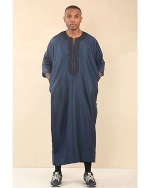 Men's Blue Moroccan Thobe Djellaba Jubba Robe Eid
