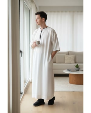 Mens Beige Ramadan Moroccan Gandoura Thobe Robe Djellaba Eid Jubba LFS-TT-006