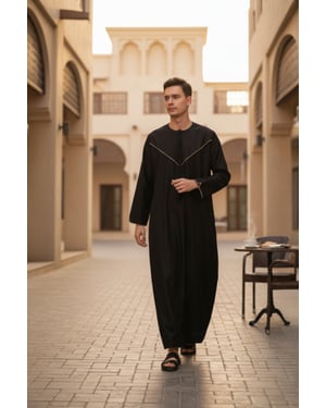 Mens Black Ramadan Moroccan Jubba Robe Djellaba Eid Kaftan Thobe LFS -TT-007