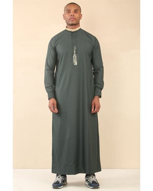 Men's Green Thobe Arab Saudi Emirati Islamic Clothing Jubba Robe