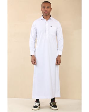 Men's White Thobe Arab Saudi Emirati Islamic Clothing Jubba Robe