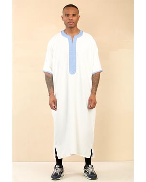 Witte Marokkaanse Thobe Djellaba Jubba Robe Eid voor heren